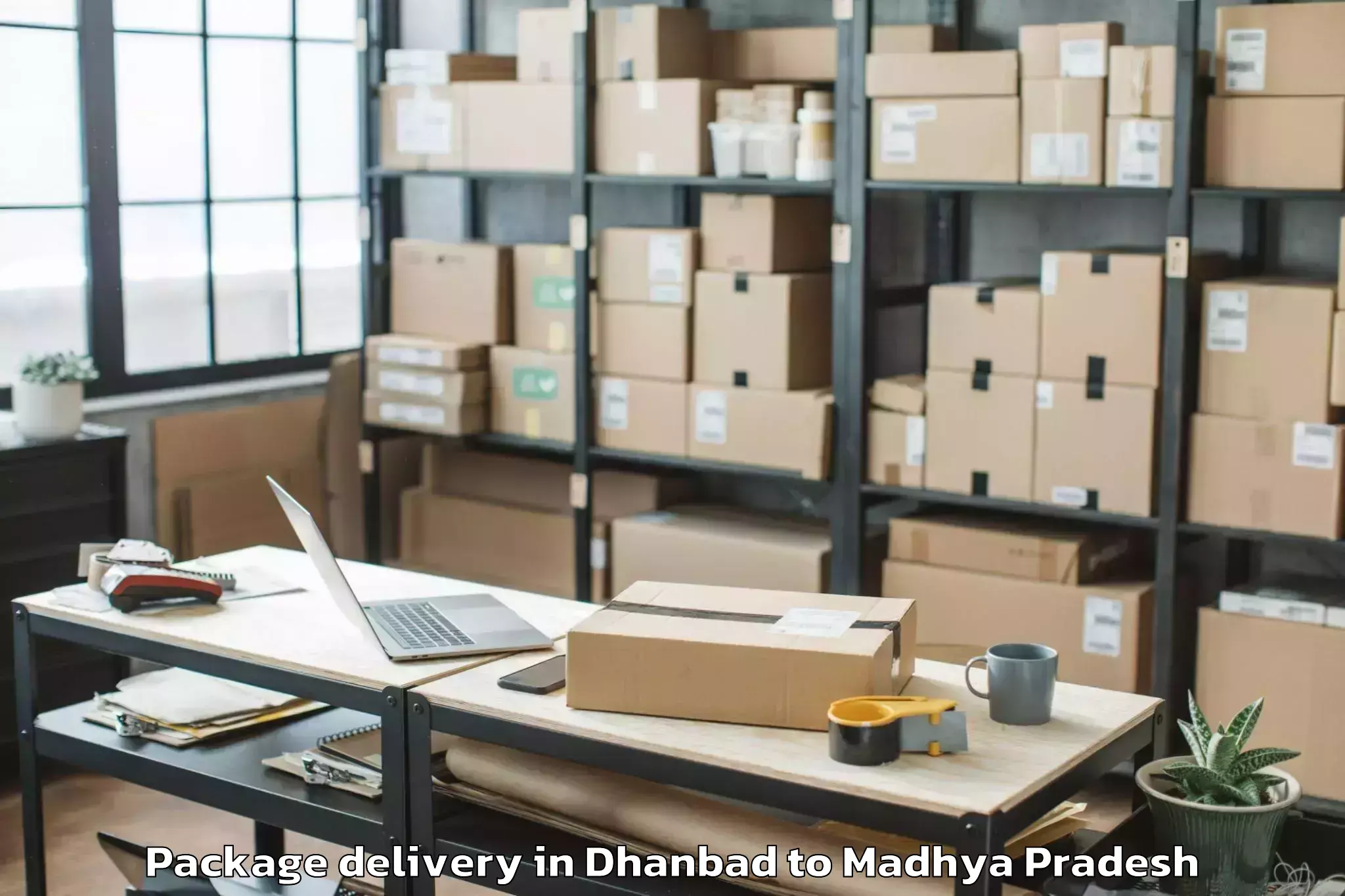 Trusted Dhanbad to Rahatgaon Package Delivery